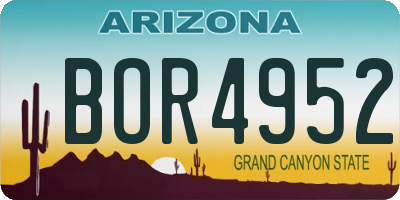 AZ license plate BOR4952