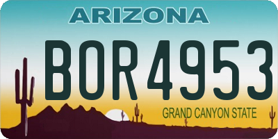 AZ license plate BOR4953