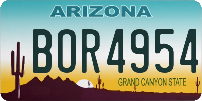 AZ license plate BOR4954