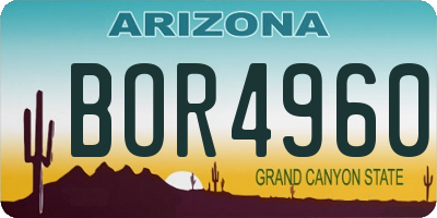 AZ license plate BOR4960