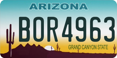 AZ license plate BOR4963