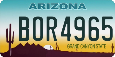 AZ license plate BOR4965