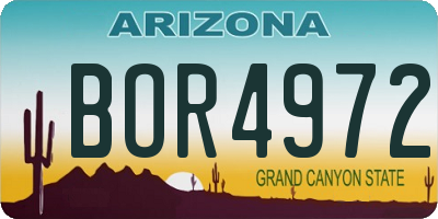 AZ license plate BOR4972