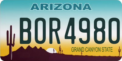 AZ license plate BOR4980