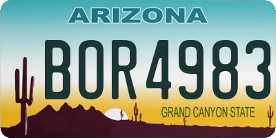 AZ license plate BOR4983
