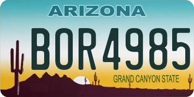 AZ license plate BOR4985
