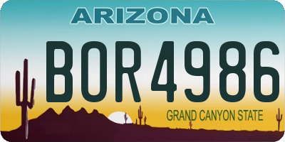 AZ license plate BOR4986