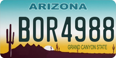 AZ license plate BOR4988