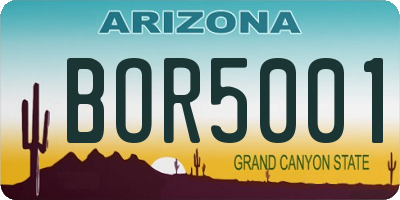 AZ license plate BOR5001