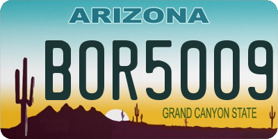 AZ license plate BOR5009
