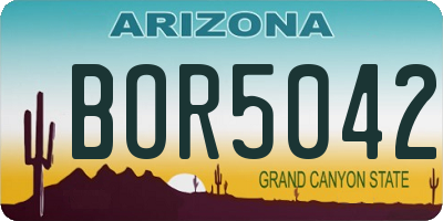 AZ license plate BOR5042