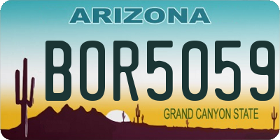 AZ license plate BOR5059