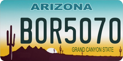 AZ license plate BOR5070