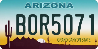 AZ license plate BOR5071