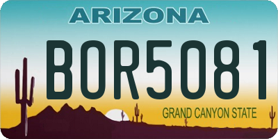 AZ license plate BOR5081