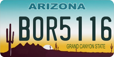 AZ license plate BOR5116