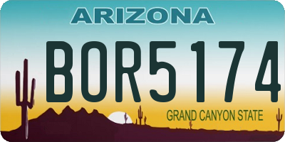 AZ license plate BOR5174