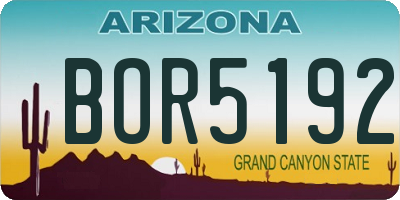 AZ license plate BOR5192