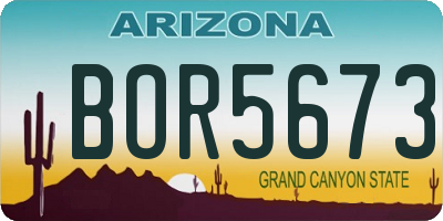 AZ license plate BOR5673