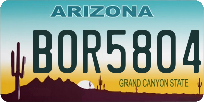 AZ license plate BOR5804