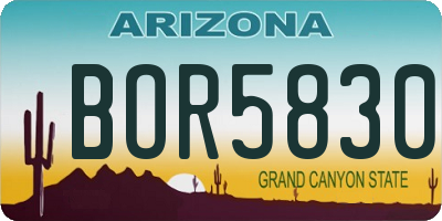 AZ license plate BOR5830