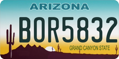 AZ license plate BOR5832