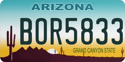 AZ license plate BOR5833