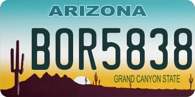 AZ license plate BOR5838