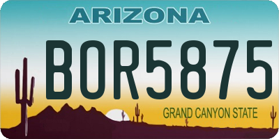 AZ license plate BOR5875