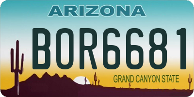 AZ license plate BOR6681