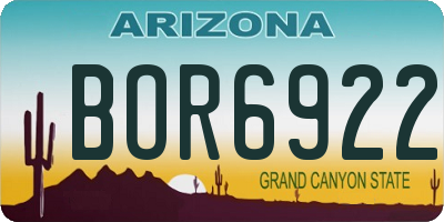 AZ license plate BOR6922