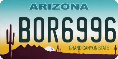 AZ license plate BOR6996