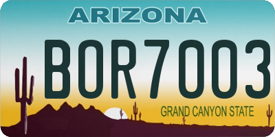 AZ license plate BOR7003