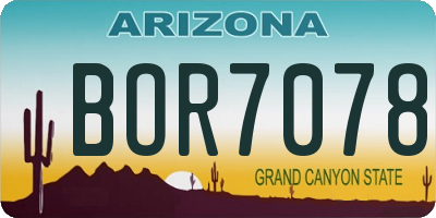 AZ license plate BOR7078