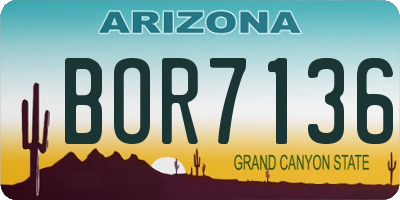 AZ license plate BOR7136