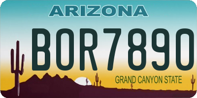 AZ license plate BOR7890