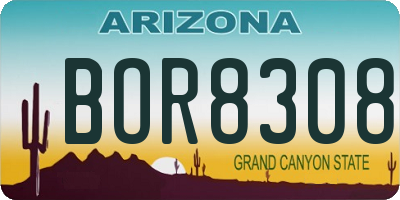 AZ license plate BOR8308