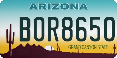 AZ license plate BOR8650