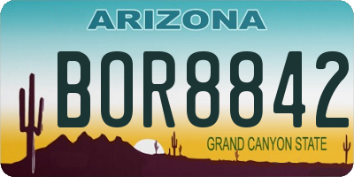 AZ license plate BOR8842