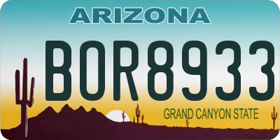 AZ license plate BOR8933
