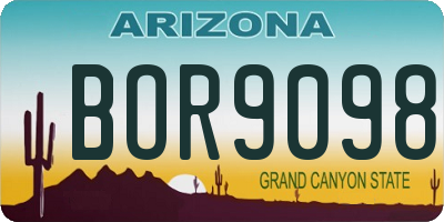 AZ license plate BOR9098