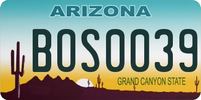 AZ license plate BOS0039