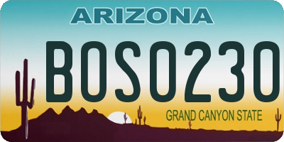 AZ license plate BOS0230