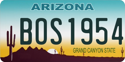 AZ license plate BOS1954