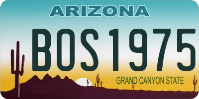 AZ license plate BOS1975