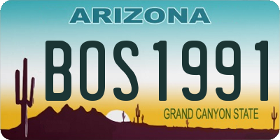AZ license plate BOS1991