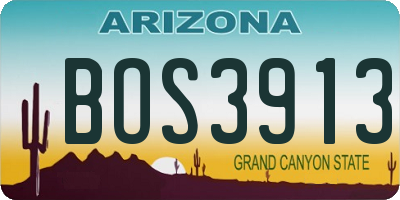 AZ license plate BOS3913