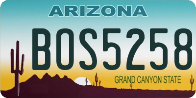 AZ license plate BOS5258