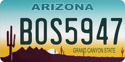 AZ license plate BOS5947