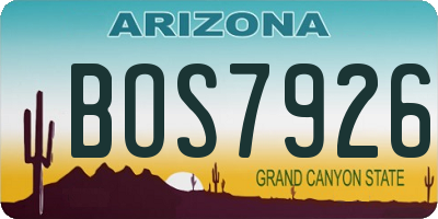 AZ license plate BOS7926
